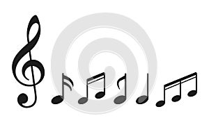 Music notes, group musical notes - vector